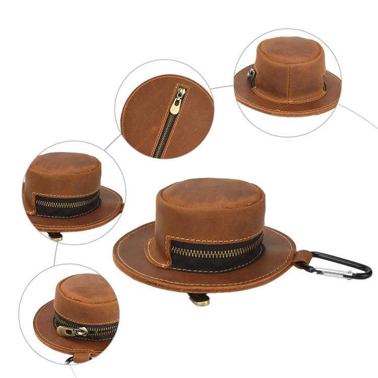 Crazy Horse Genuine Leather Retro Hat Design Coin Purse Small Wallet Waist Pouch
