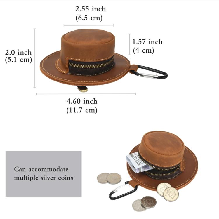 Crazy Horse Genuine Leather Retro Hat Design Coin Purse Small Wallet Waist Pouch