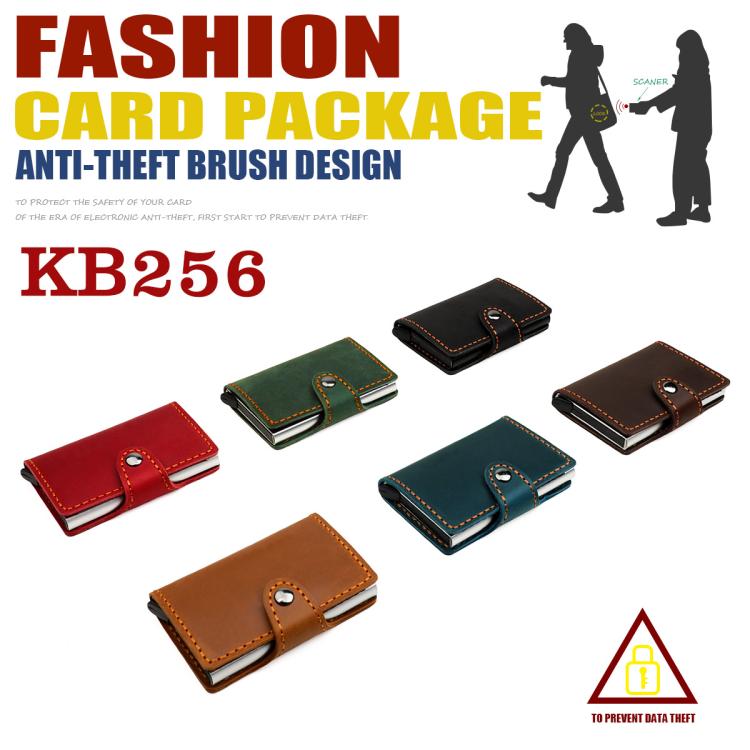 Crazy Horse Genuine Leather Auto Pop-up Aluminum Box RFID Anti-magnetic Card Holder