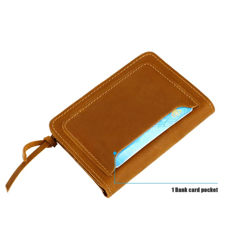 Vintage Crazy Horse Genuine Leather Small Wallet Zipper Coin Purse