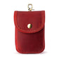 Men's red leather small pouch with snap flap and metal keyring