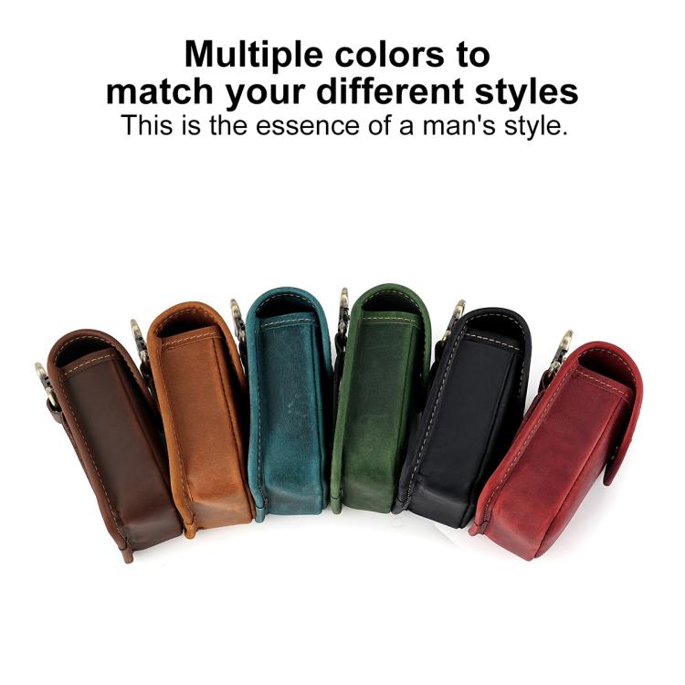 Genuine leather small waist bags in multiple colors, each with front snap pocket