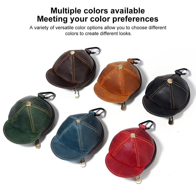 Set of cap-style leather coin purses in multiple colors, each with metal snap button