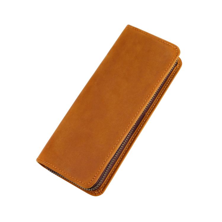 Vintage Genuine Leather Square Zipper Pen Pouch Pencil Case
