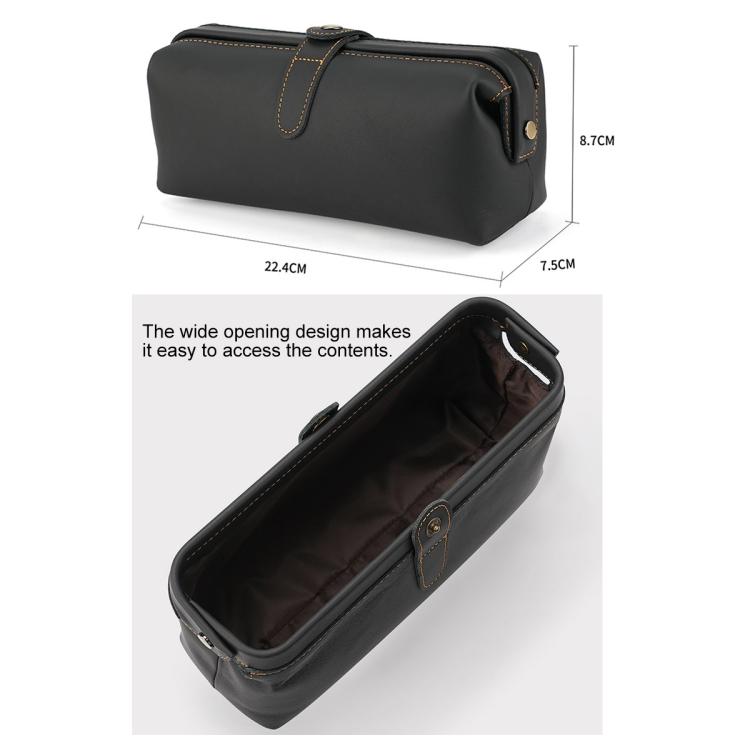 Vintage Genuine Leather Large Capacity Clutch Bag Cosmetics Antique Storage Bag