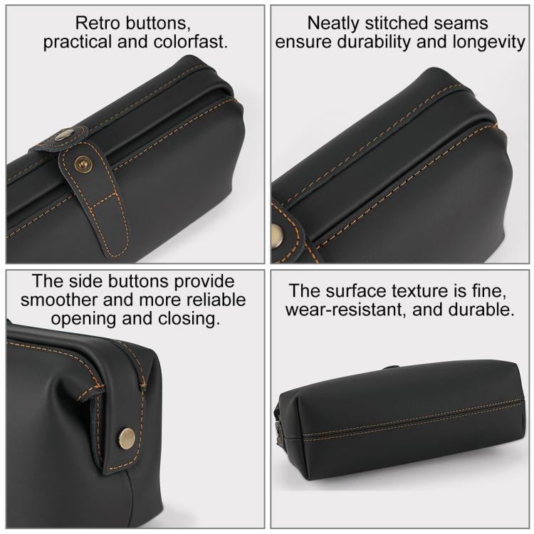Vintage Genuine Leather Large Capacity Clutch Bag Cosmetics Antique Storage Bag