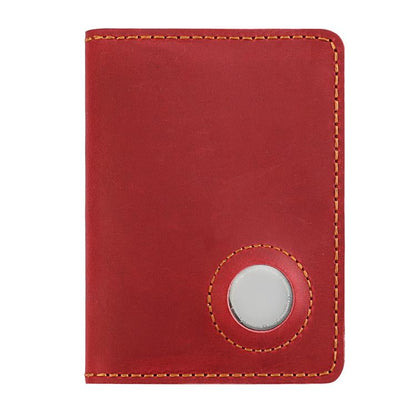 Vintage Genuine Leather Passport Holder Card Bag with Tracker Slot