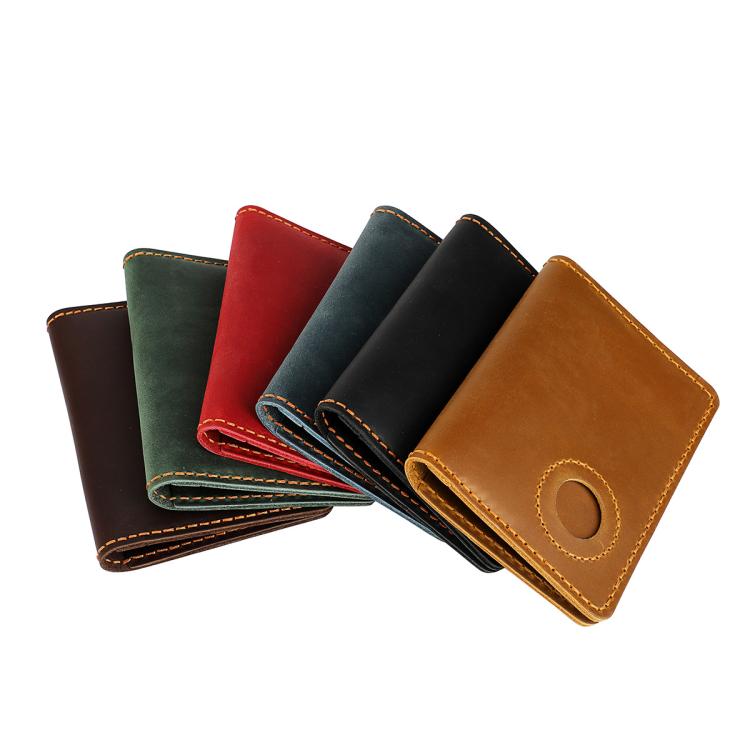 Vintage Genuine Leather Passport Holder Card Bag with Tracker Slot
