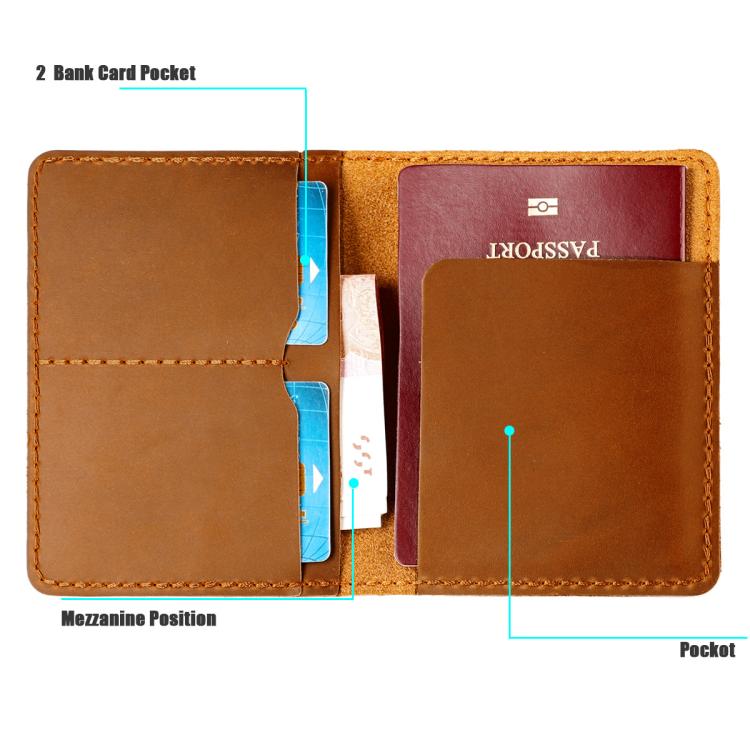 Vintage Genuine Leather Passport Holder Card Bag with Tracker Slot
