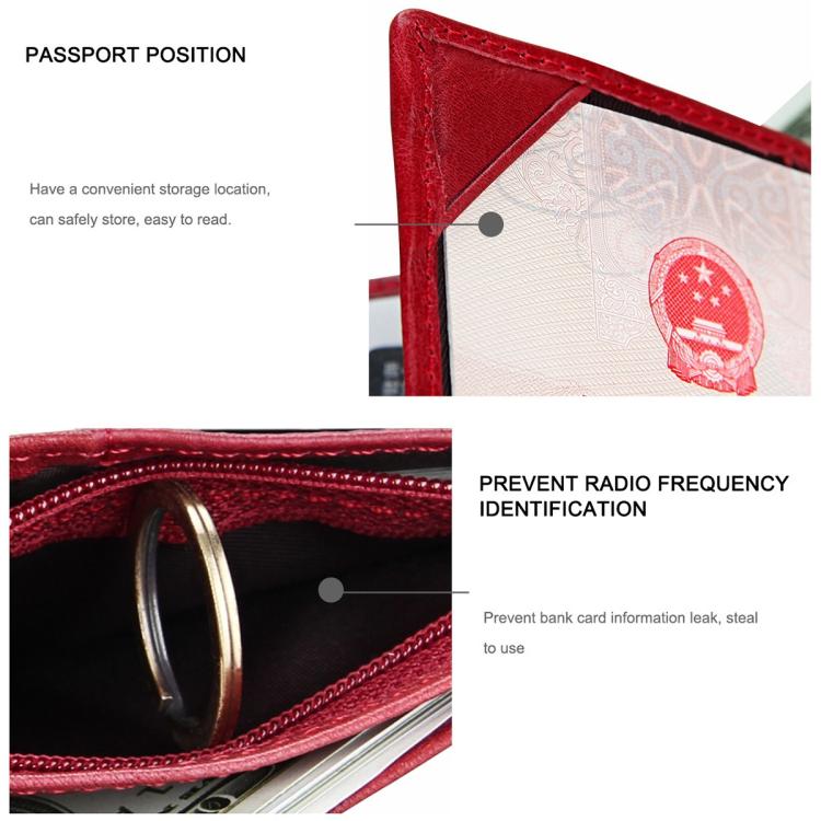 Vintage Genuine Leather Passport Holder Card Bag with Tracker Slot