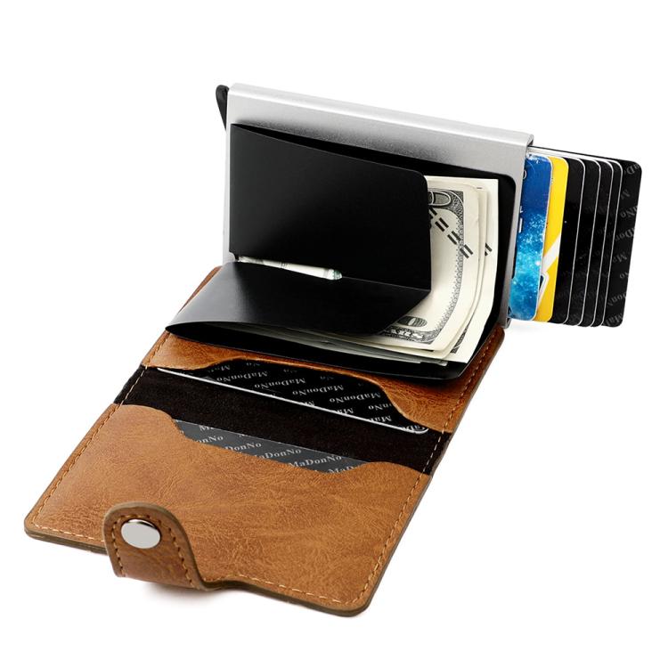KB239 Crazy Horse Texture RFID Aluminum Alloy Multi-card Wallet