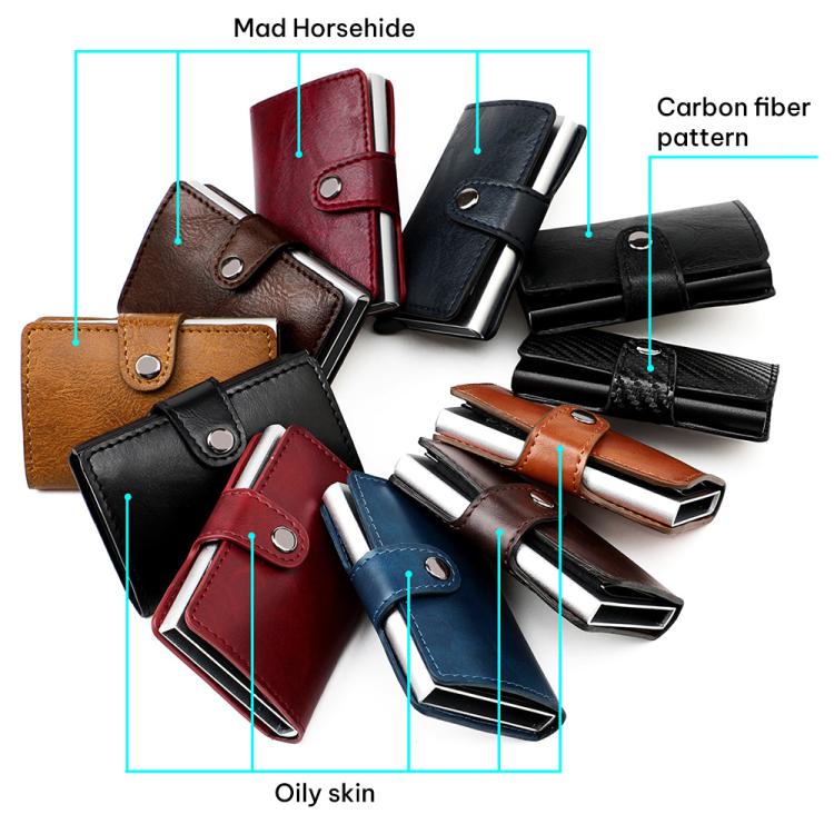 KB239 Crazy Horse Texture RFID Aluminum Alloy Multi-card Wallet