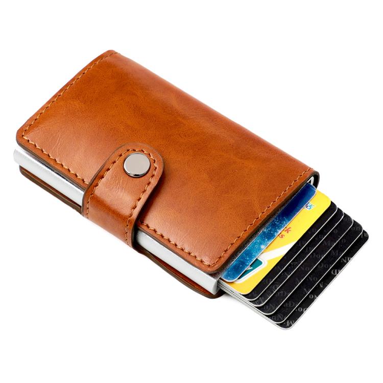 KB238 Oil Wax Texture RFID Aluminum Alloy Multi-card Wallet