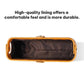 Oil-waxed leather toiletry bag interior with black lining and zipper opening