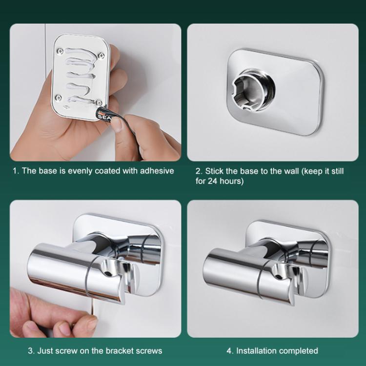 Stainless Steel Drill-Free Shower Head Holder 360 Degree Rotation Adjustable Universal Base
