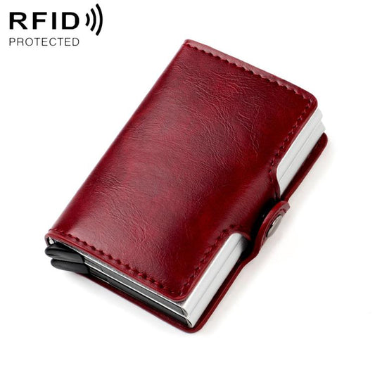 KB251 Oil Wax Texture Double Layer Aluminum Alloy RFID Card Bag