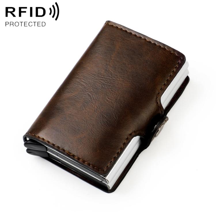 KB251 Oil Wax Texture Double Layer Aluminum Alloy RFID Card Bag