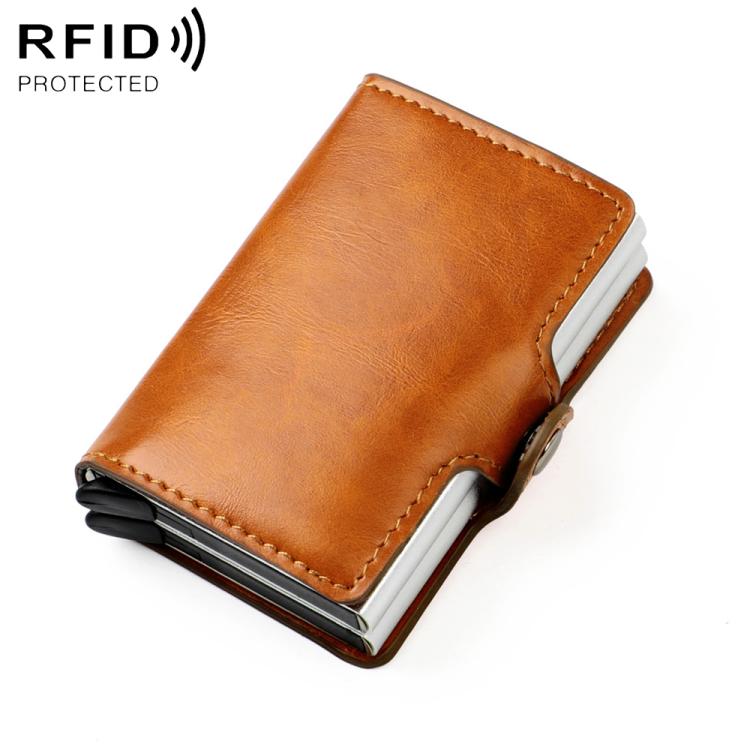 KB251 Oil Wax Texture Double Layer Aluminum Alloy RFID Card Bag