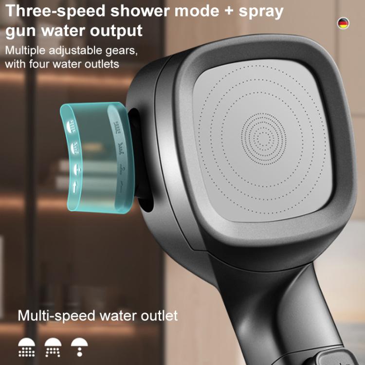 Multifunctional 4-Speed Pressurized Spray Gun Filter Shower Head with One Button Water Stop Function