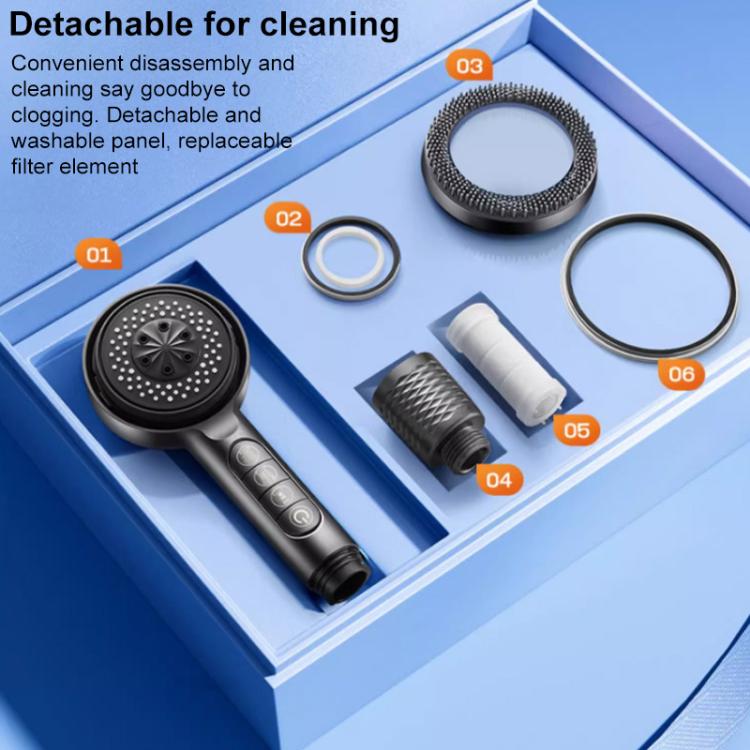 Multifunctional 4-Mode Powerful Turbocharged Water Purification Shower Head with One Button Water Stop Switch