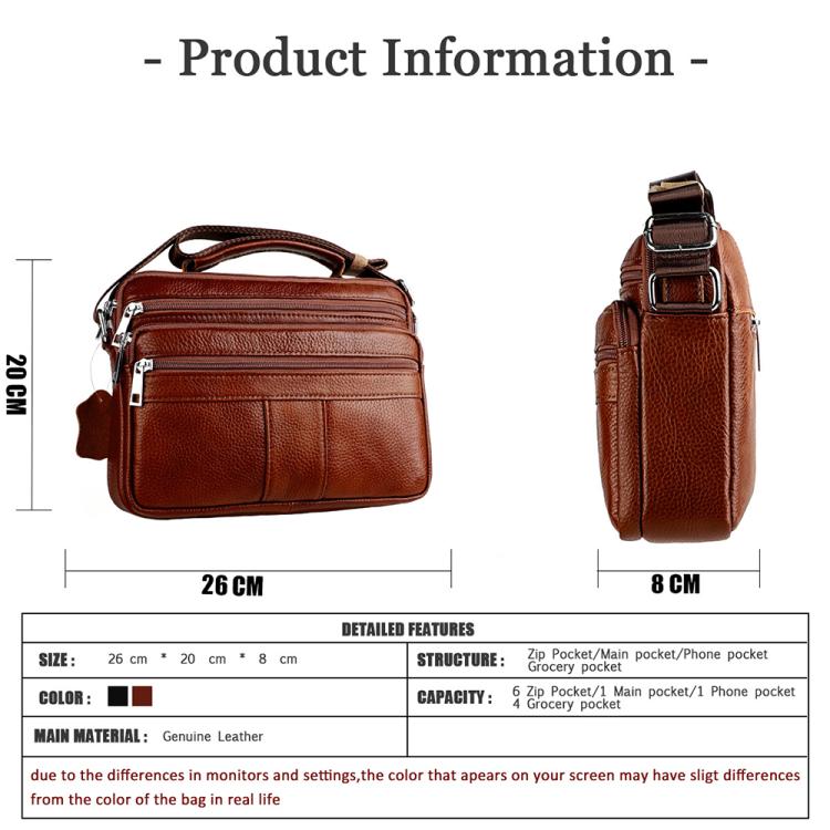 Top-grain Cowhide Multi-functional Handbag Shoulder Bag