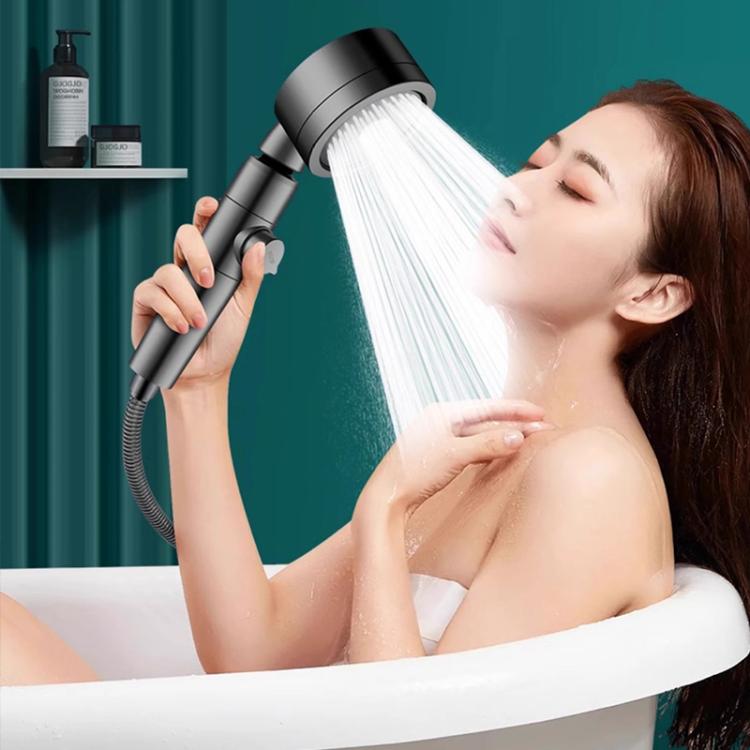 Three Setting Adjustable Filter Pressurized Shower Head Shower Nozzle with One Button Water Stop Switch
