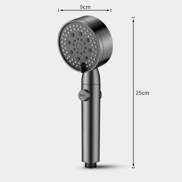 Portable 5-Setting Adjustable Pressurized Shower Head with One Button Water Stop Switch