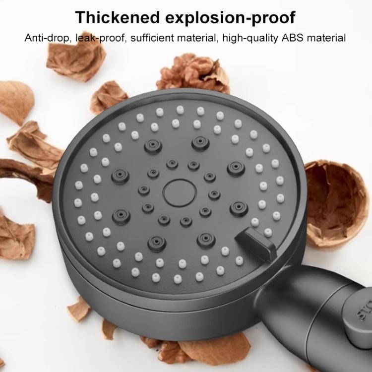 Portable 5-Setting Adjustable Pressurized Shower Head with One Button Water Stop Switch