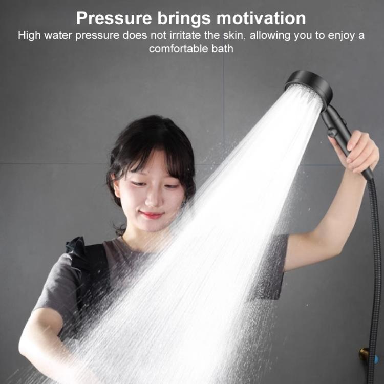 Portable 5-Setting Adjustable Pressurized Shower Head with One Button Water Stop Switch