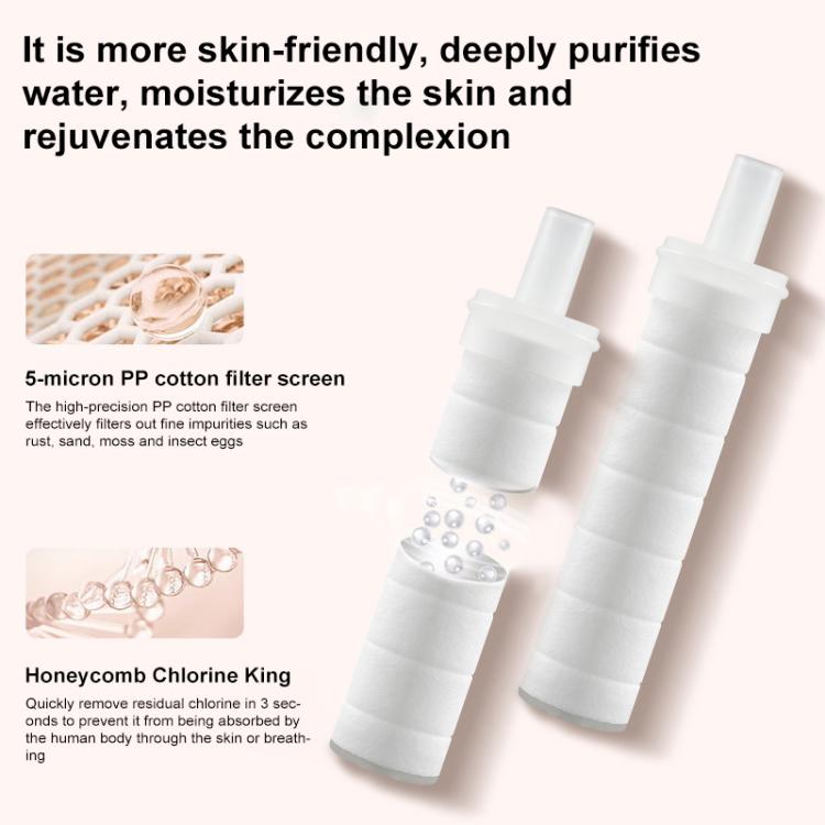 Set of five white shower filter cartridges, cylindrical PP cotton filter inserts
