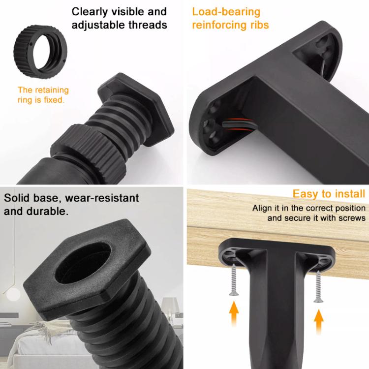 10pcs/Pack 9-16cm Adjustable Height Furniture Plastic Support Feet Bed Frame Crossbeam Support Brackets