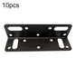 Black L-shaped corner bracket plate with elongated slots and round screw holes