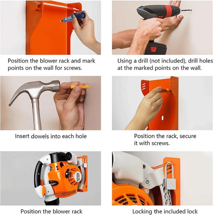 Handheld Blower Wall Mounted Storage Rack for Stihl BG Series, FS-24128