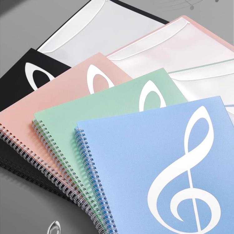 Set of expandable piano music sheet binder folders in multiple colors with spiral bindings