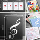 Piano music sheet binder size layout diagram with cover and pages mockups