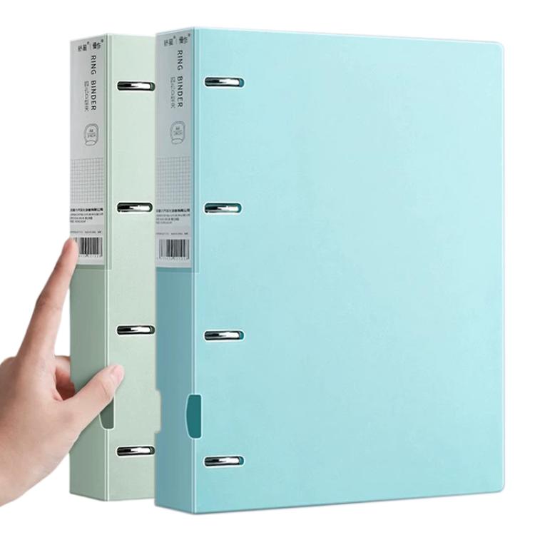 A4 four-hole binder folder set, light blue front with pale green folder behind