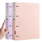 Four-hole A4 document binder folder, pale pink cover with lavender spine and clip slots