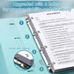 Four-hole A4 binder folder with metal rings and document pages on turquoise cover