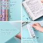 Teal four-hole binder folder with metal rings and rounded corner cover