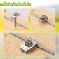 Metal fence staple clamping wire to wood post, hex head screw fastener