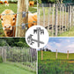 Metal fence staple fasteners on wire fence line, hex-head threaded anchors