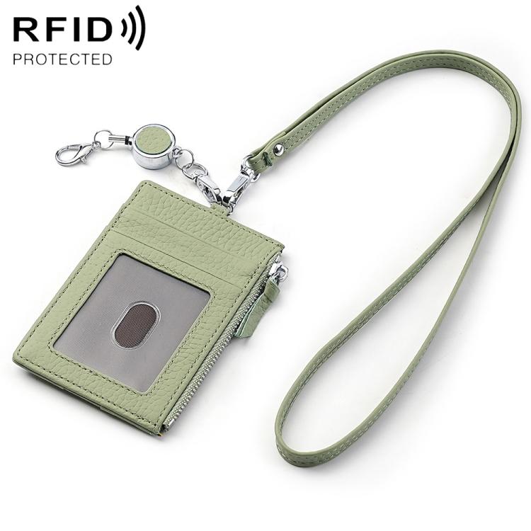 KB175 Easy-pull Buckle Lanyard RFID Document Genuine Leather Card Bag