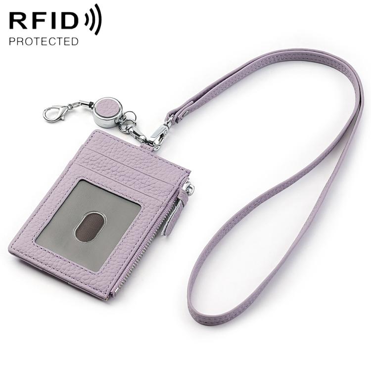 KB175 Easy-pull Buckle Lanyard RFID Document Genuine Leather Card Bag