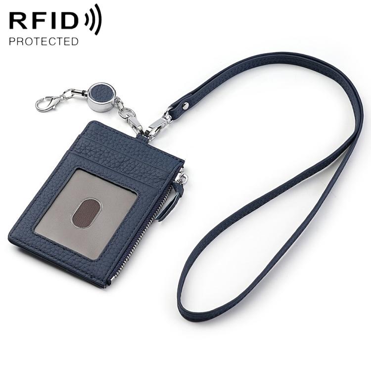 KB175 Easy-pull Buckle Lanyard RFID Document Genuine Leather Card Bag