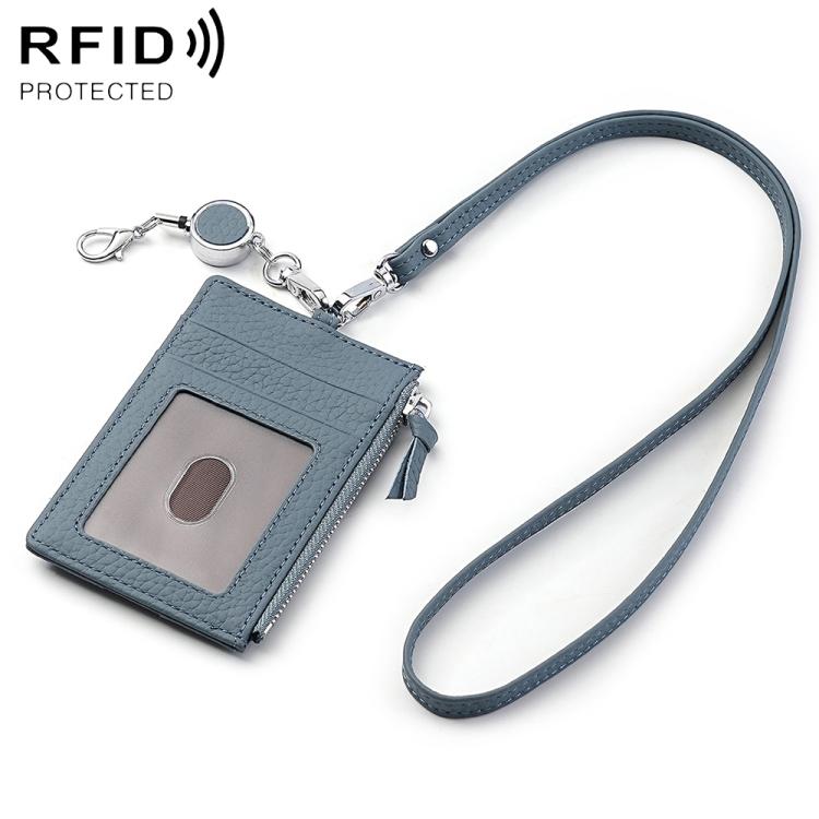 KB175 Easy-pull Buckle Lanyard RFID Document Genuine Leather Card Bag