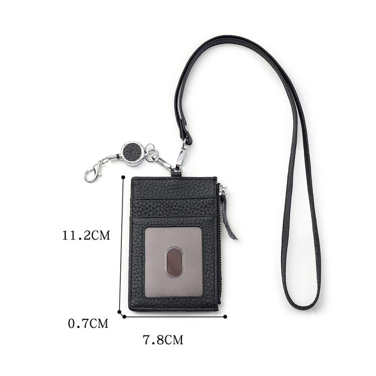 KB175 Easy-pull Buckle Lanyard RFID Document Genuine Leather Card Bag