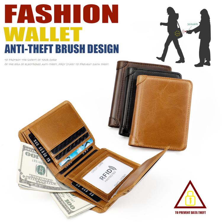 Men RFID Top-grain Cowhide Wallet