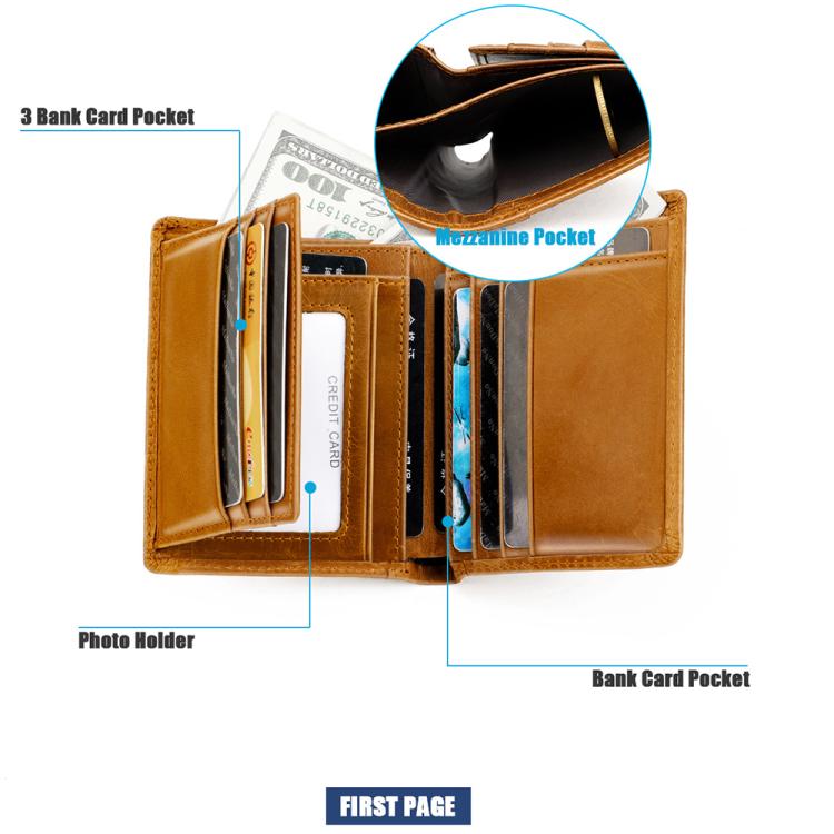 Men RFID Top-grain Cowhide Wallet