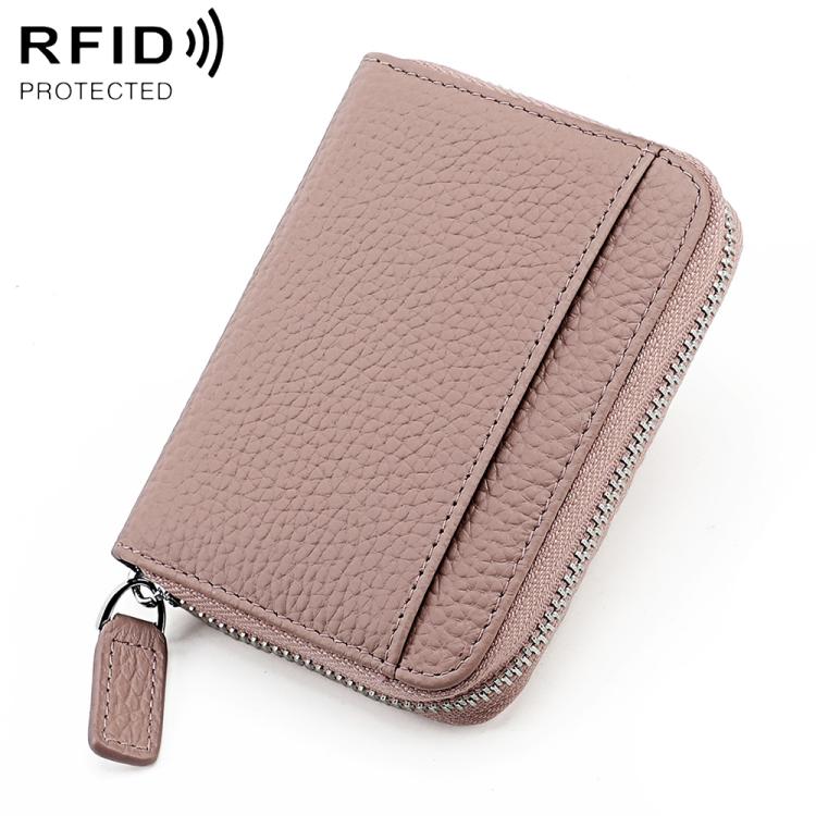 KB29 Genuine Leather RFID Zipper Accordion Card Holder