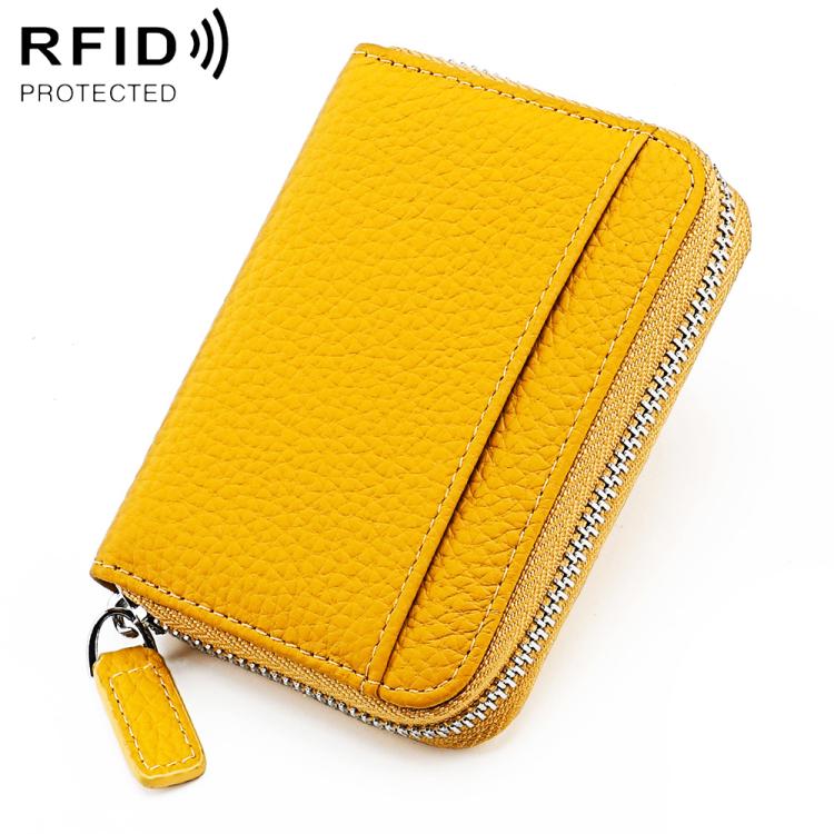 KB29 Genuine Leather RFID Zipper Accordion Card Holder